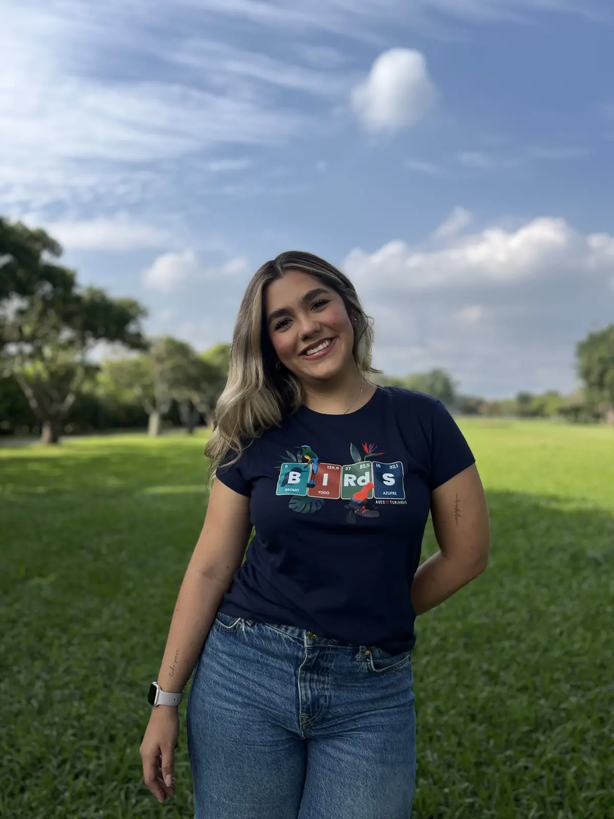 Camiseta birds mujer azul